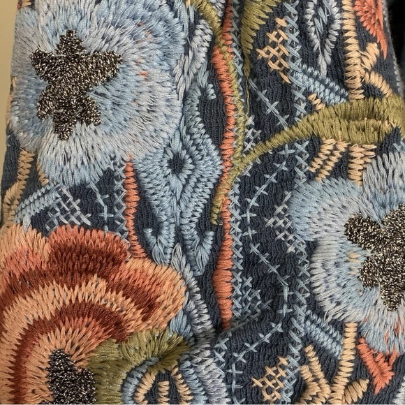 Johnny Was metallic thread Syelles Embroidered
Hoodie Jacket Indigo NWT RARE - Picture 13 of 16